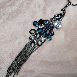 Chico's Silver and Blue Peacock Pendant Necklace